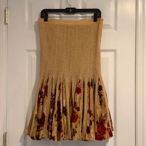 VINTAGE ALBERTO MAKALI Velvet Lace Pleated Boho Floral Skirt size 30